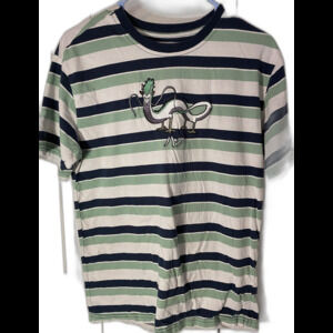 Studio Ghibli | SM Spirited Away Haku Dragon Embroidered Green Striped T-Shirt